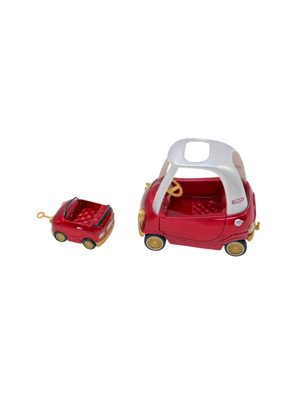 LOL Surprise Little Tikes Toy Car Set Small Red Metallic Cozy Coupe with Trailer